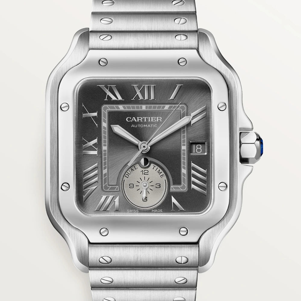 Cartier Santos de Cartier, large model, automatic, dual time zone, steel