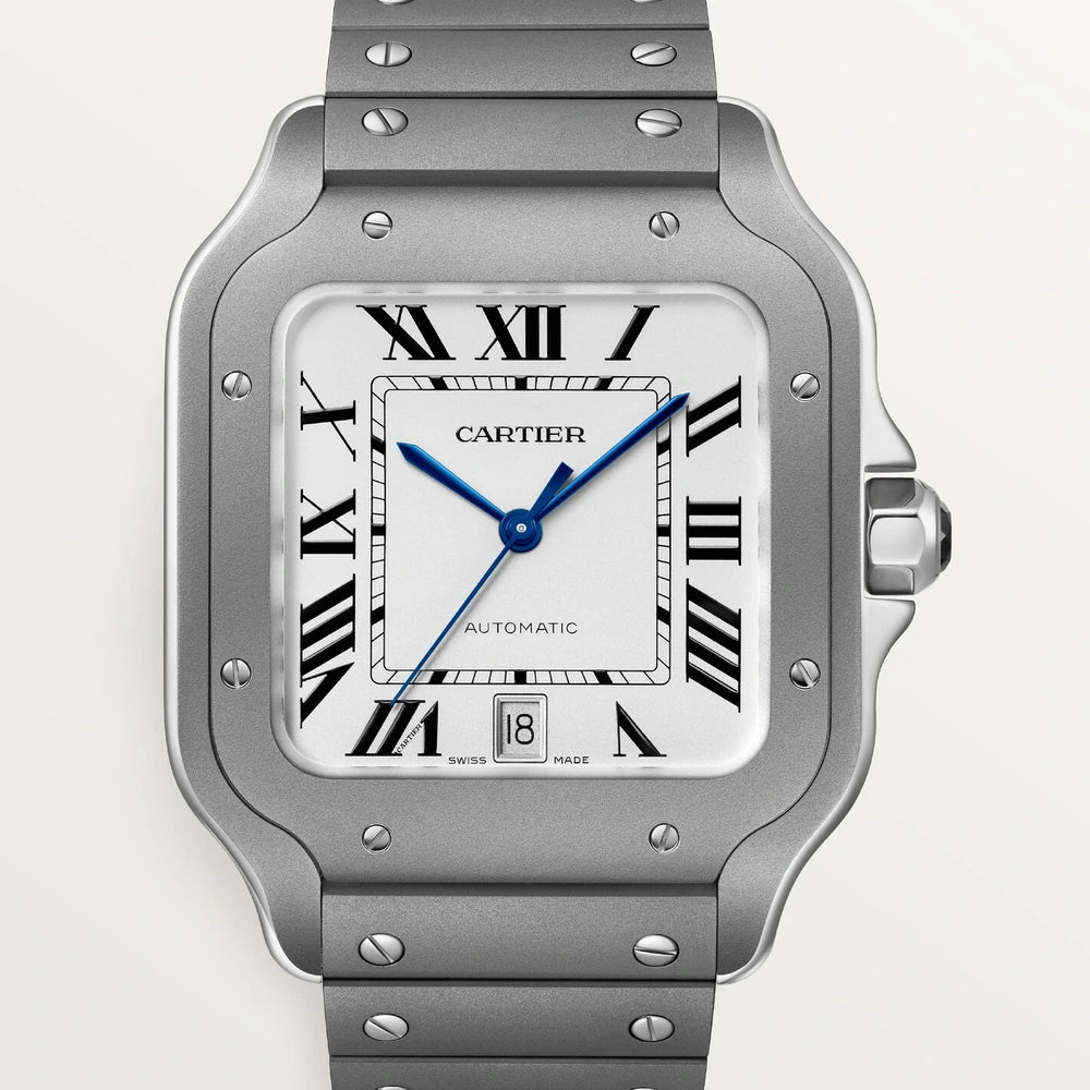 Cartier Santos de Cartier, large model, automatic movement, titanium, interchangeable titanium and leather straps