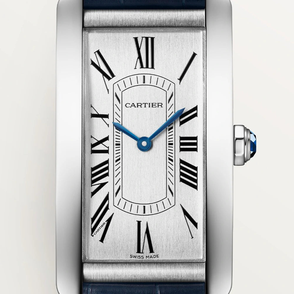 Cartier Tank Américaine, large model, automatic mechanical movement, steel, leather