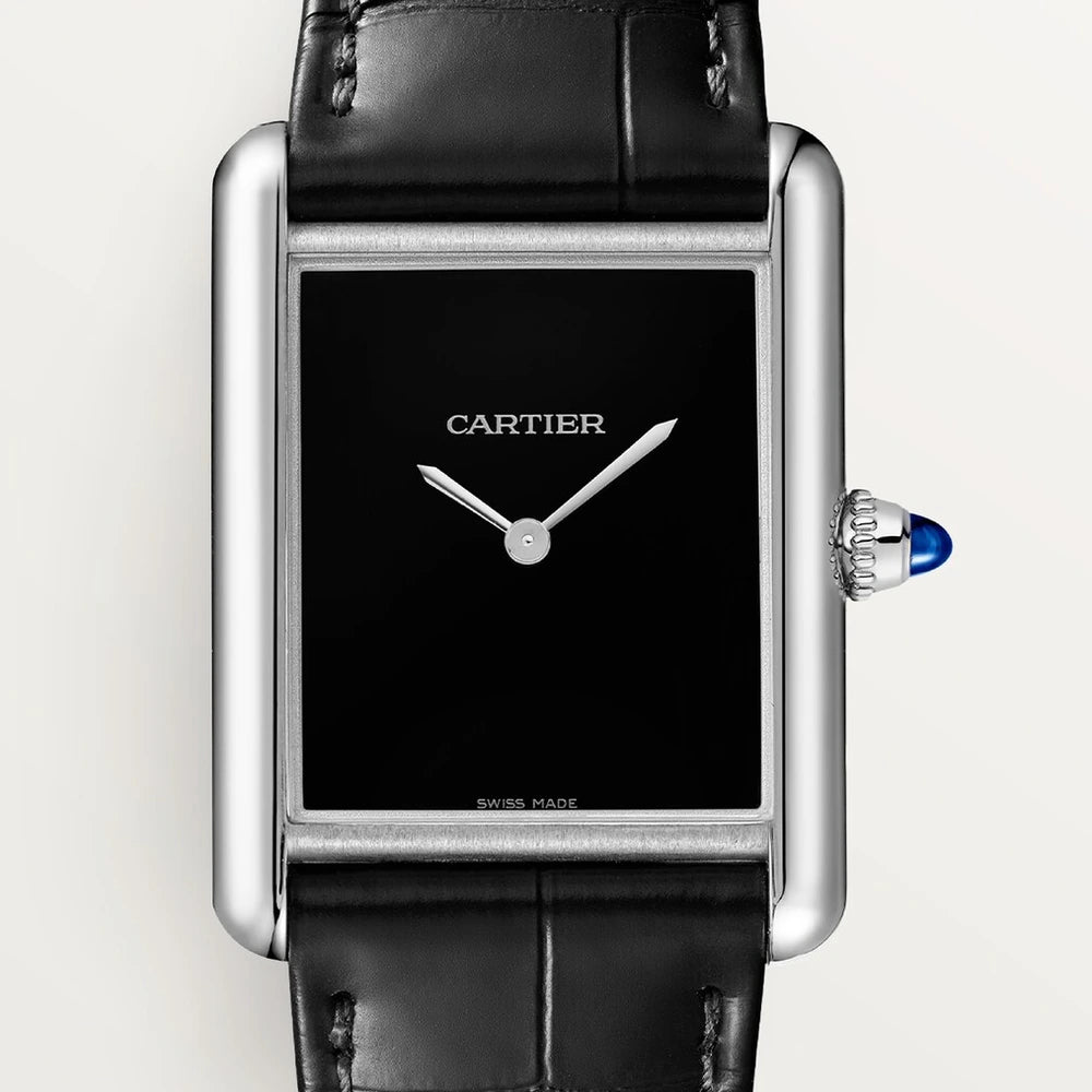 Cartier Tank Must de Cartier, large model, high autonomy quartz movement, steel, leather
