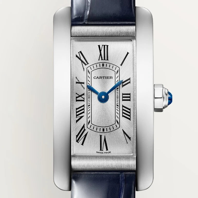 Cartier Tank Américaine, mini model, quartz movement, steel, leather