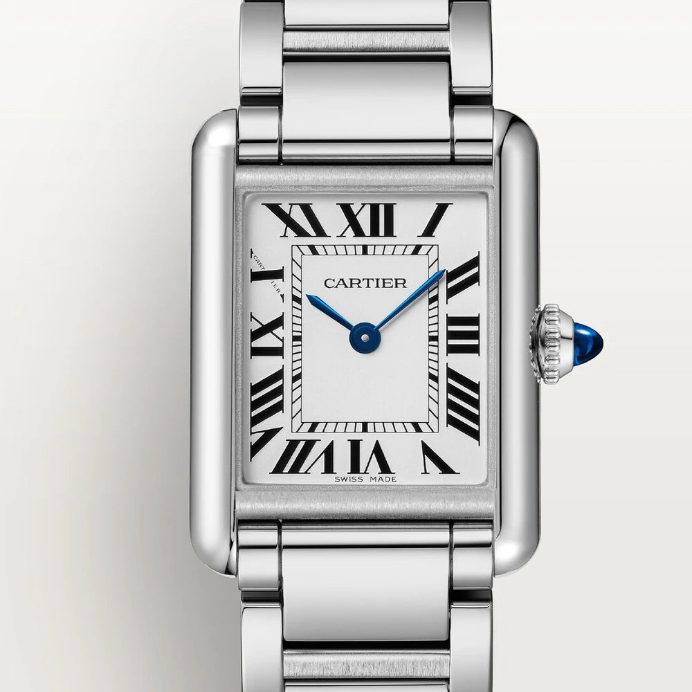 Cartier Tank must SolarBeat™, small model, SolarBeat™ photovoltaic movement, steel, steel bracelet