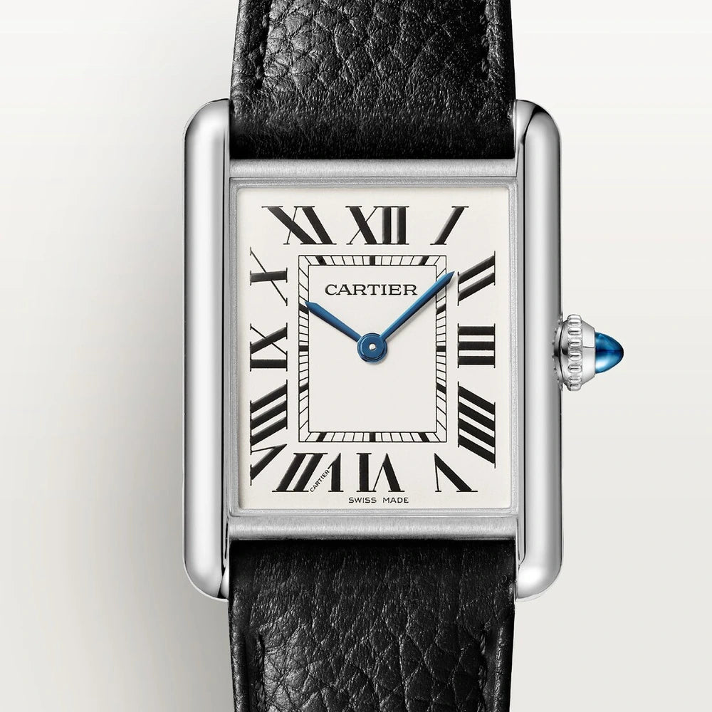 Cartier Tank Must de Cartier, large model, high autonomy quartz movement, steel, leather