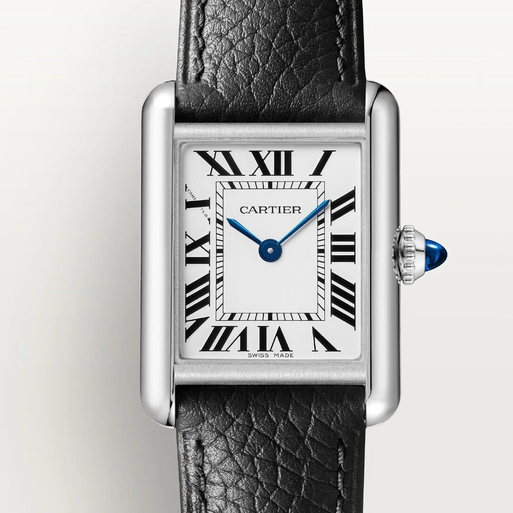 Cartier Tank Must de Cartier, small model, SolarBeat™ photovoltaic movement, steel, calfskin strap