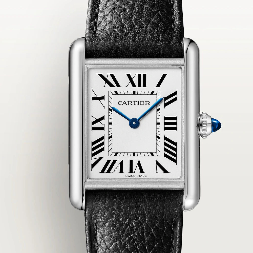 Cartier Tank Must de Cartier, large model, SolarBeat™ photovoltaic movement, steel, calfskin strap