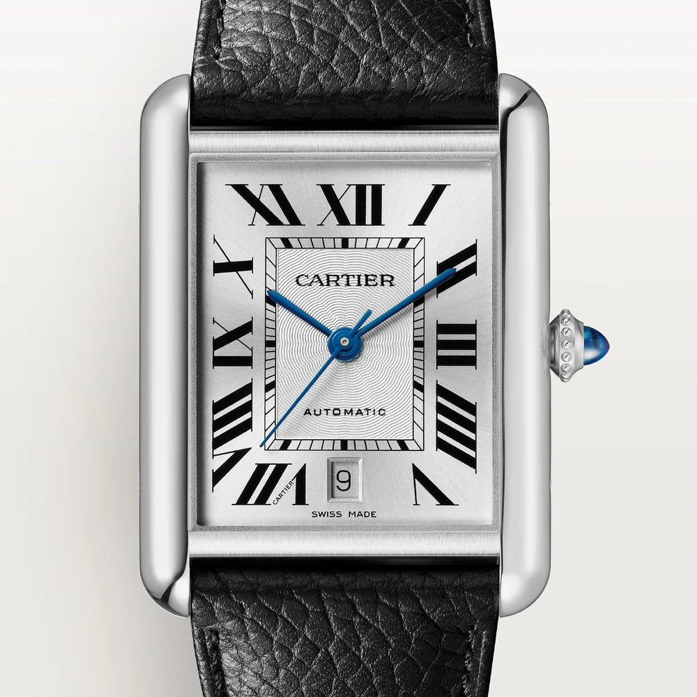 Cartier Tank Must de Cartier, extra-large model, automatic movement, steel, leather