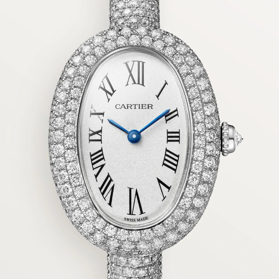 Cartier Baignoire, small model, quartz movement, white gold, diamonds
