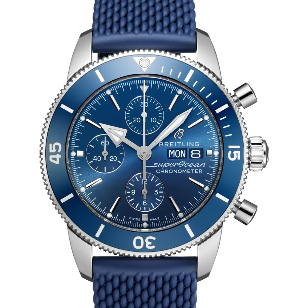 Breitling Superocean Heritage Chronograph 44, 44 mm, stainless steel, blue dial