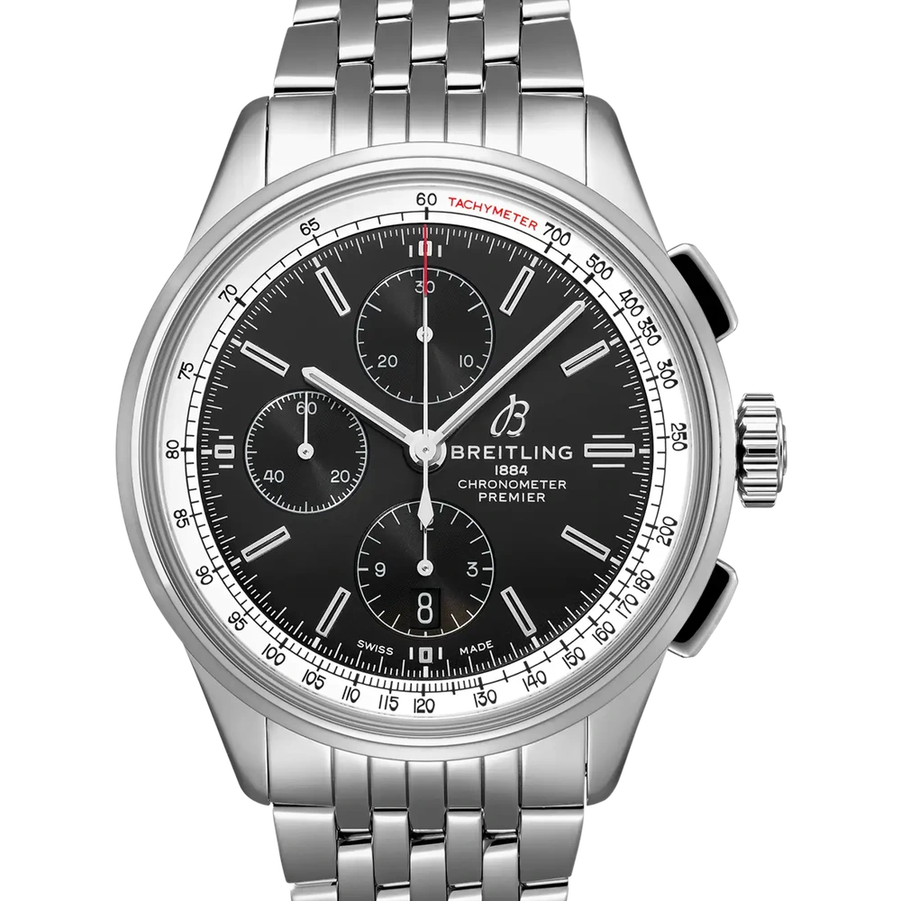 Breitling Premier Chronograph 42, 42 mm, stainless steel, black dial