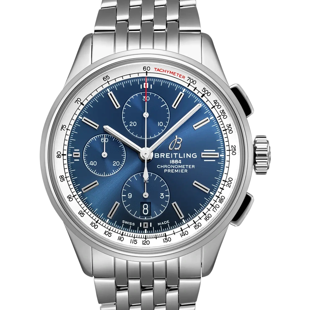Breitling Premier Chronograph 42, 42 mm, stainless steel, blue dial