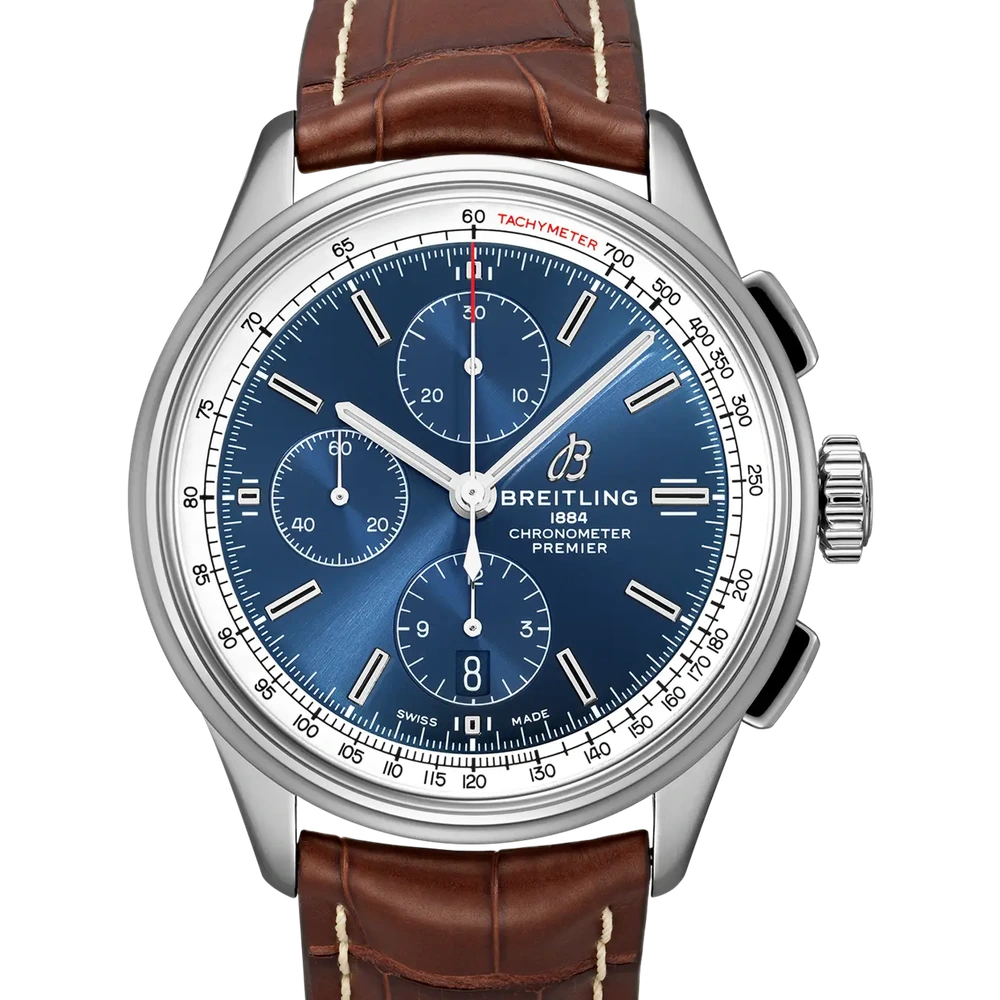 Breitling Premier Chronograph 42, 42 mm, stainless steel, blue dial