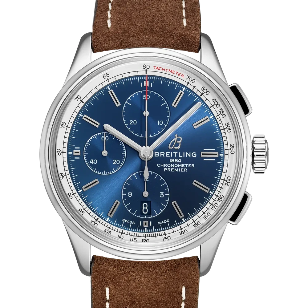 Breitling Premier Chronograph 42, 42 mm, stainless steel, blue dial