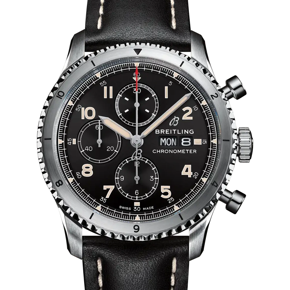 Breitling Aviator 8 Chronograph 43, 43 mm, stainless steel, black dial