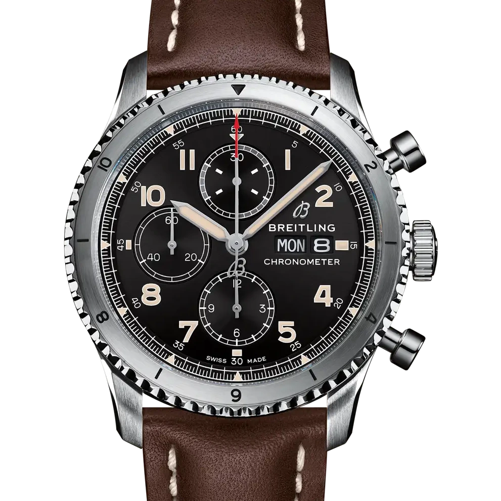Breitling Aviator 8 Chronograph 43, 43 mm, stainless steel, black dial