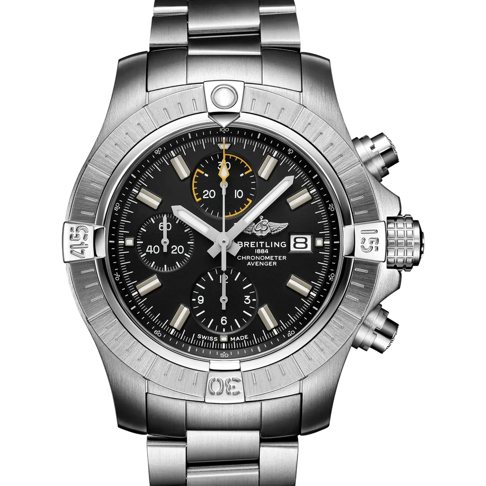 Breitling Avenger Chronograph 45, 45 mm, stainless steel, black dial