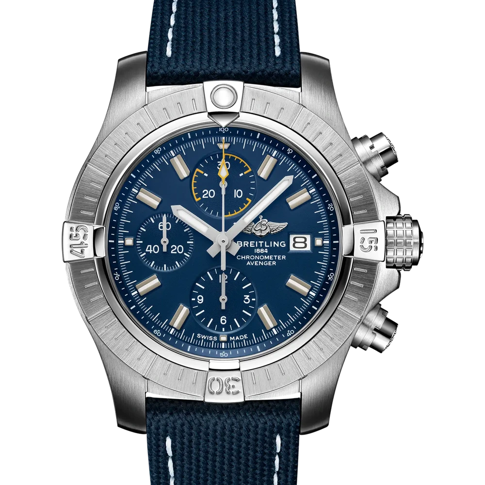 Breitling Avenger Chronograph 45, 45 mm, stainless steel, blue dial
