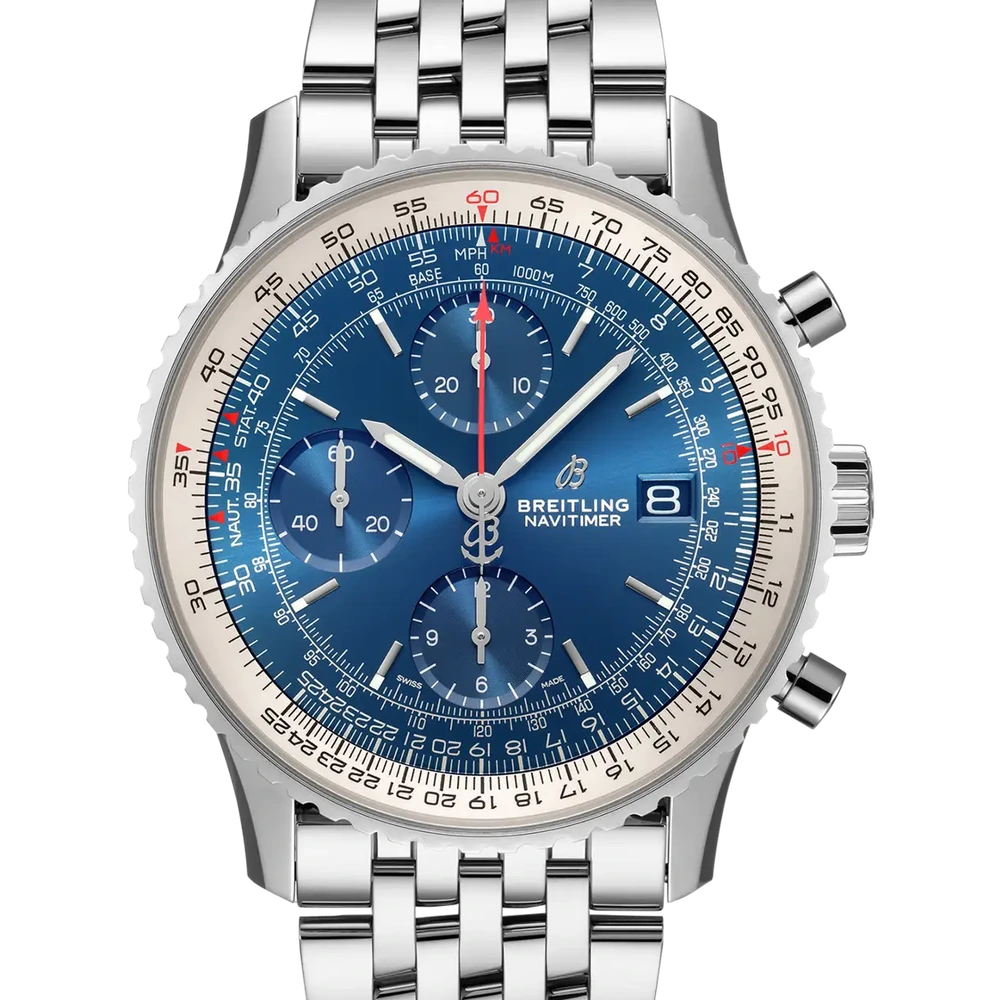 Breitling Navitimer Chronograph 41, 41 mm, stainless steel, blue dial