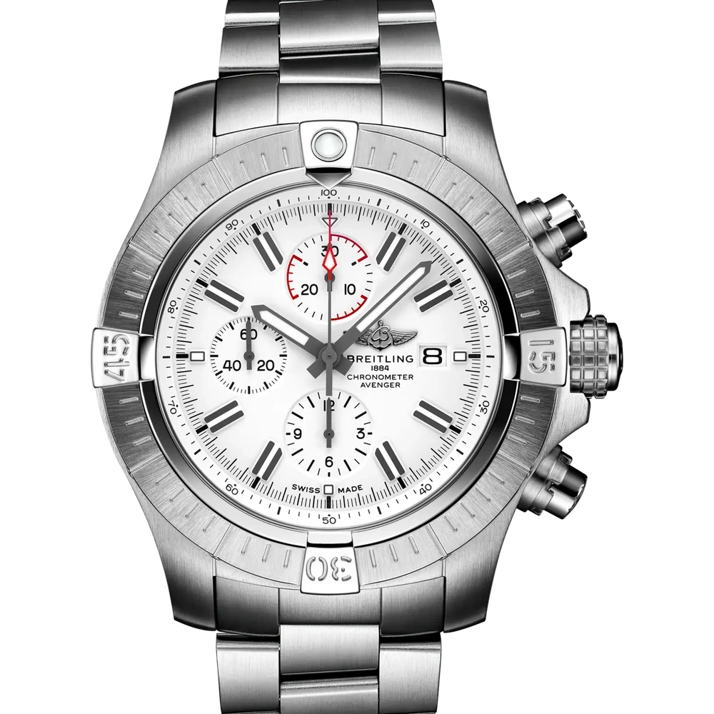 Breitling Super Avenger Chronograph 48, 48 mm, stainless steel, white dial