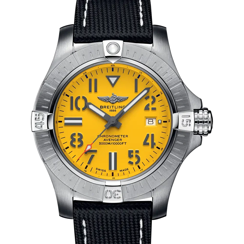 Breitling Avenger Automatic 45 Seawolf, 45 mm, stainless steel, yellow dial