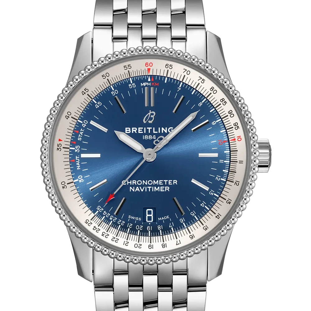 Breitling Navitimer Automatic 38, 38 mm, stainless steel, blue dial