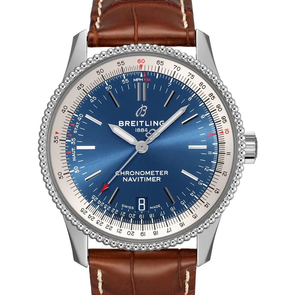 Breitling Navitimer Automatic 38, 38 mm, stainless steel, blue dial