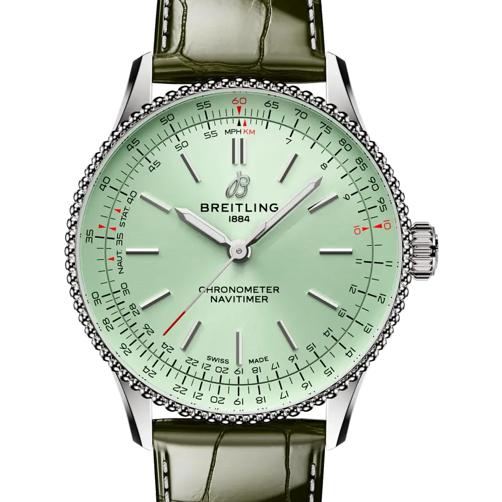 Breitling Navitimer Automatic 36, 36 mm, stainless steel, mint green dial