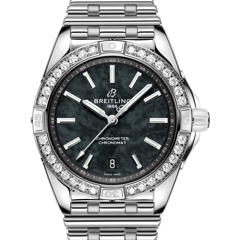 Breitling Super Chronomat Automatic 38, 38 mm, stainless steel, black mother-of-pearl dial