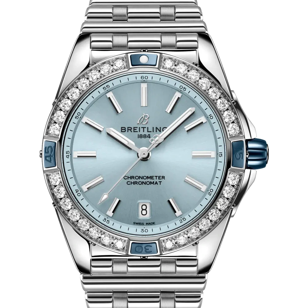 Breitling Super Chronomat Automatic 38, 38 mm, stainless steel, blue dial
