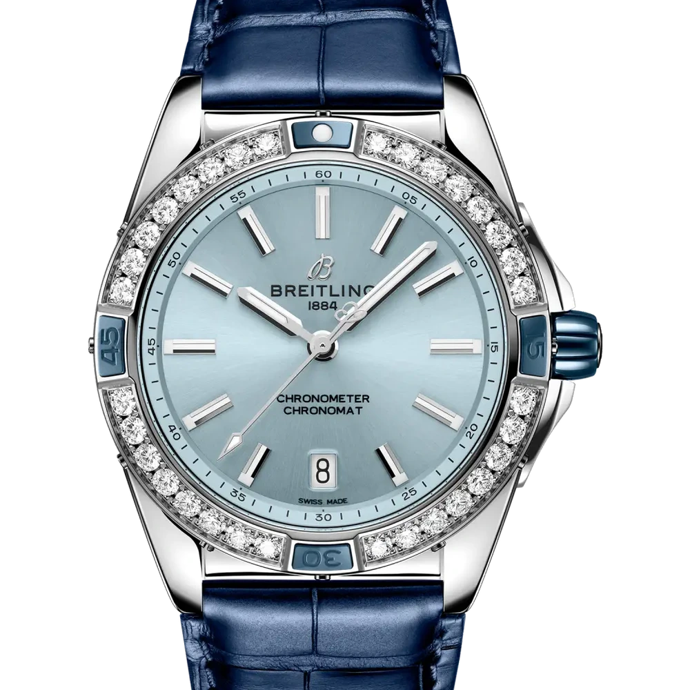 Breitling Super Chronomat Automatic 38, 38 mm, stainless steel, blue dial