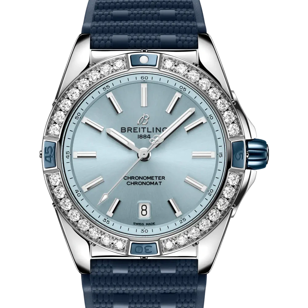 Breitling Super Chronomat Automatic 38, 38 mm, stainless steel, blue dial
