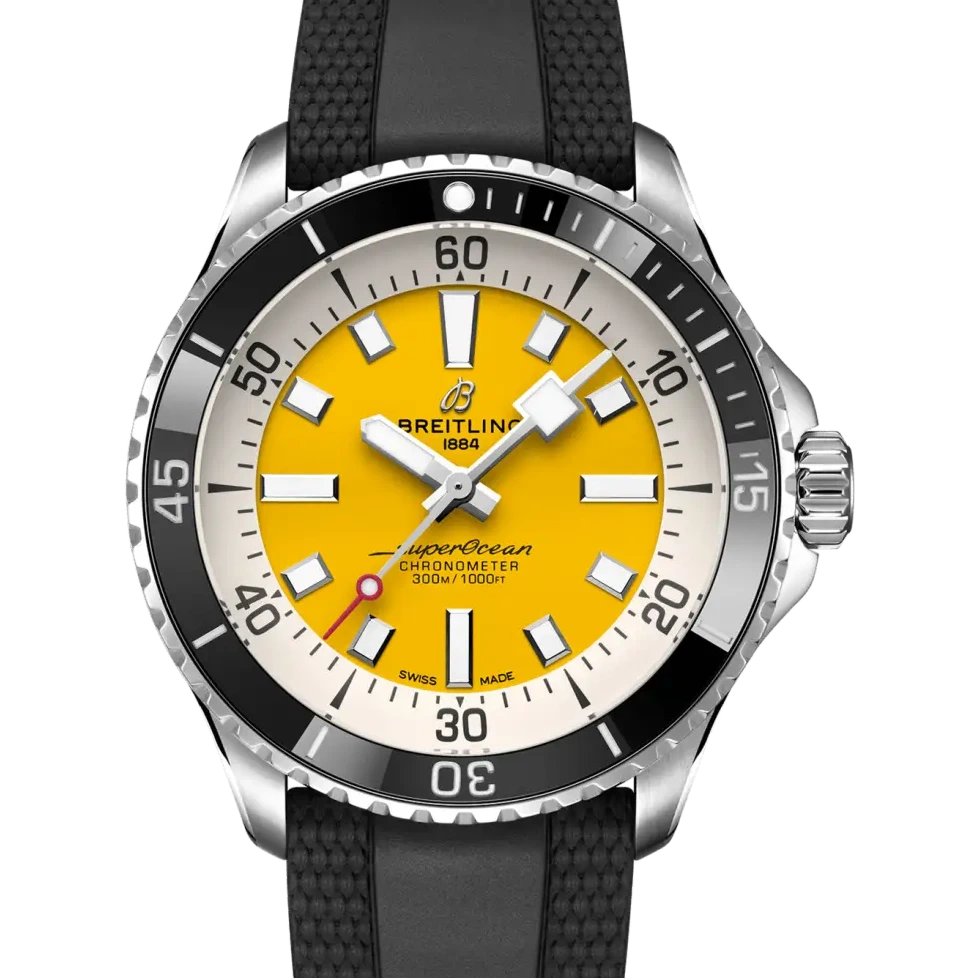 Breitling Superocean Automatic 42, 42 mm, stainless steel, yellow dial