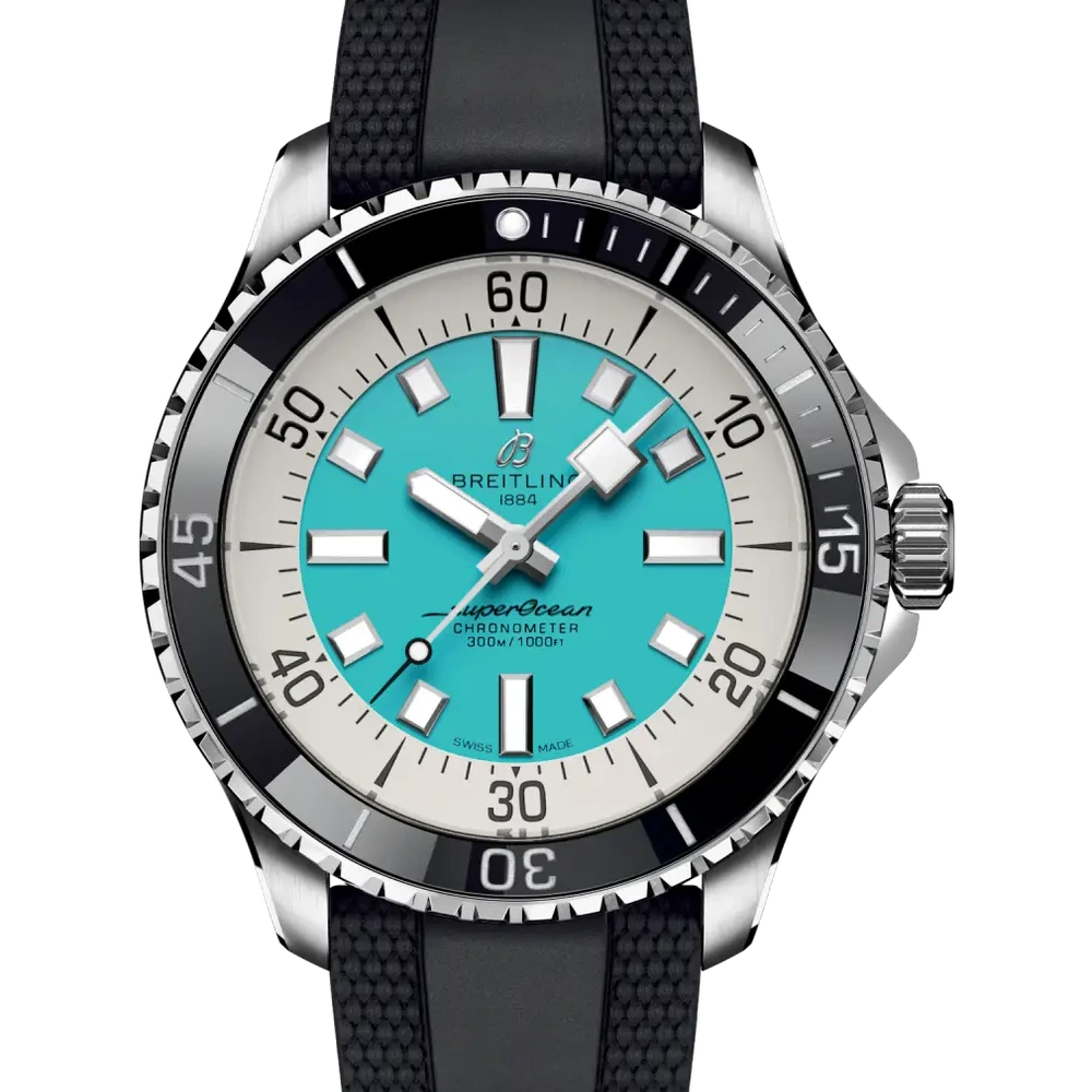 Breitling Superocean Automatic 44, 44 mm, stainless steel, turquoise dial