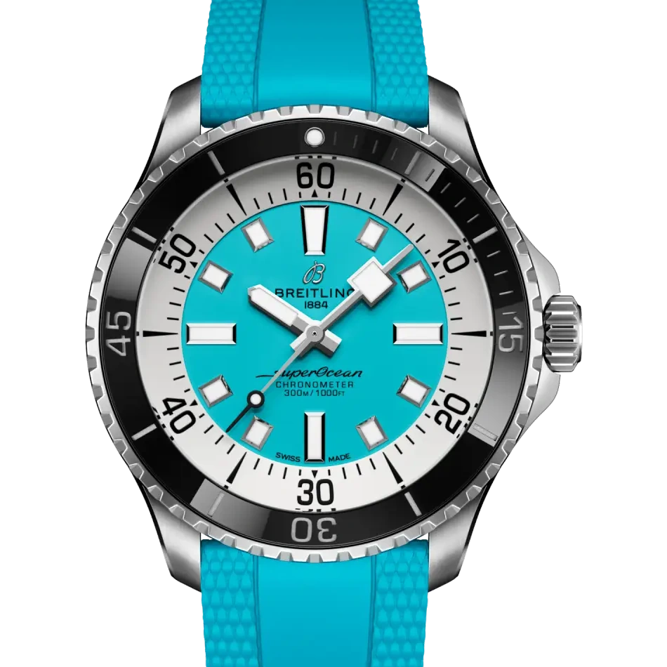 Breitling Superocean Automatic 44, 44 mm, stainless steel, turquoise dial