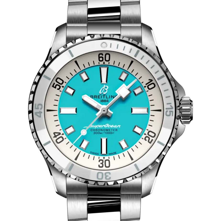 Breitling Superocean Automatic 36, 36 mm, stainless steel, turquoise dial
