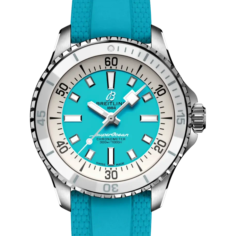 Breitling Superocean Automatic 36, 36 mm, stainless steel, turquoise dial