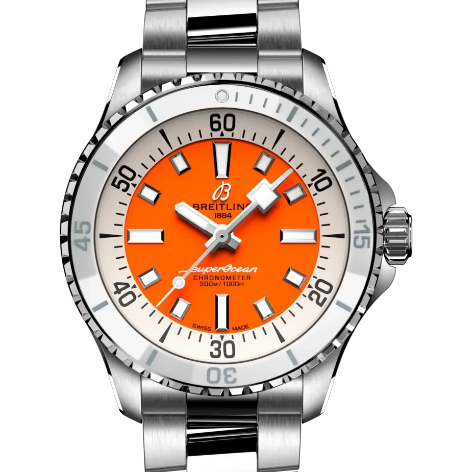 Breitling Superocean Automatic 36, 36 mm, stainless steel, orange dial