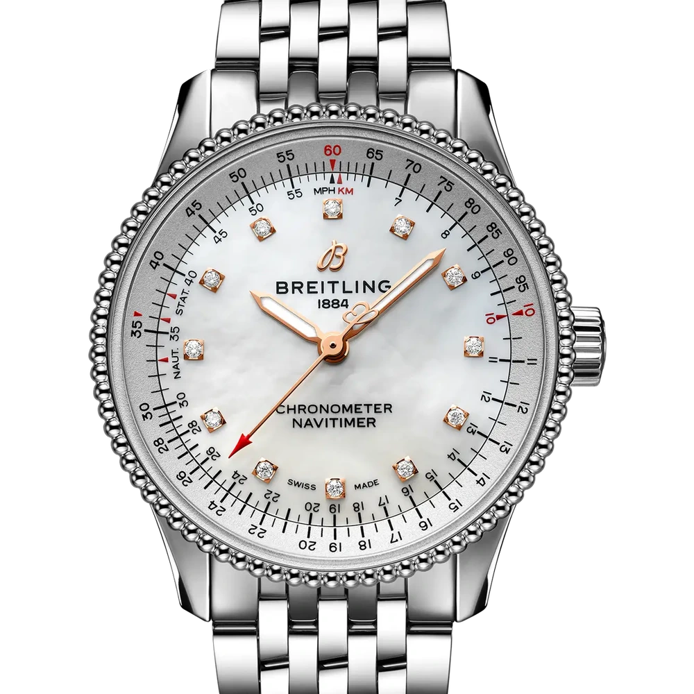 Breitling Navitimer Automatic 35, 35 mm, stainless steel, mother-of-pearl dial