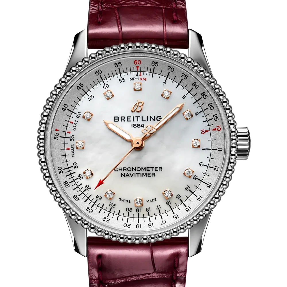 Breitling Navitimer Automatic 35, 35 mm, stainless steel, mother-of-pearl dial