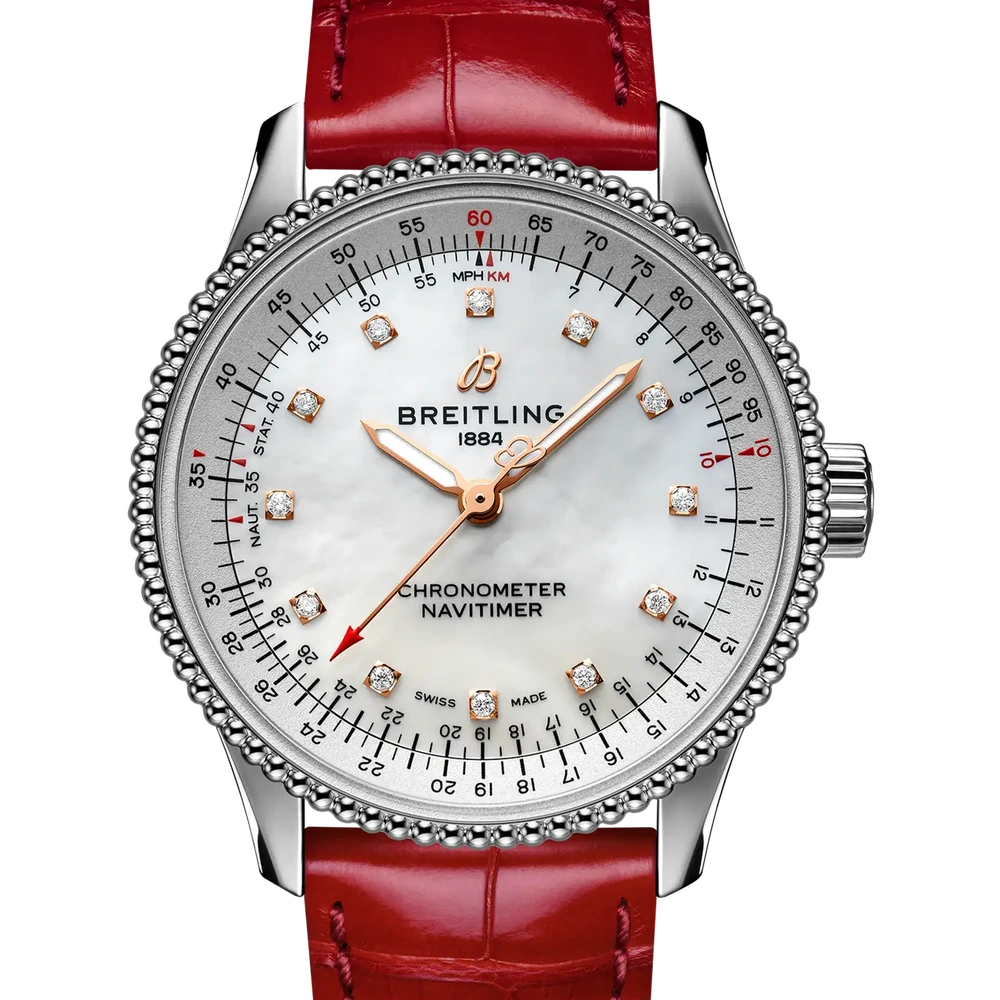 Breitling Navitimer Automatic 35, 35 mm, stainless steel, mother-of-pearl dial