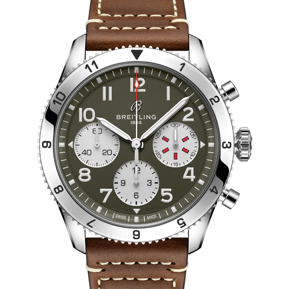Breitling Classic AVI Chronograph 42 Curtiss Warhawk, 42 mm, stainless steel, green dial