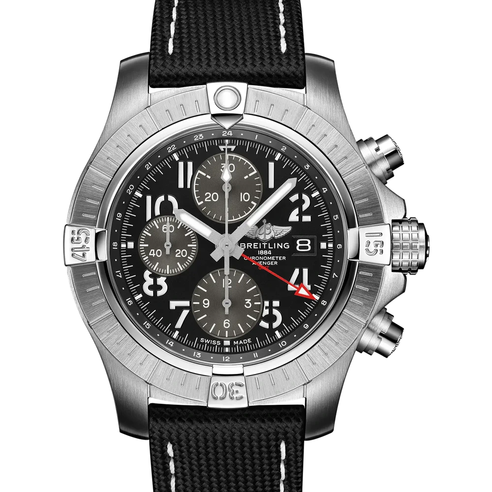 Breitling Avenger Chronograph GMT 45, 45 mm, stainless steel, black dial