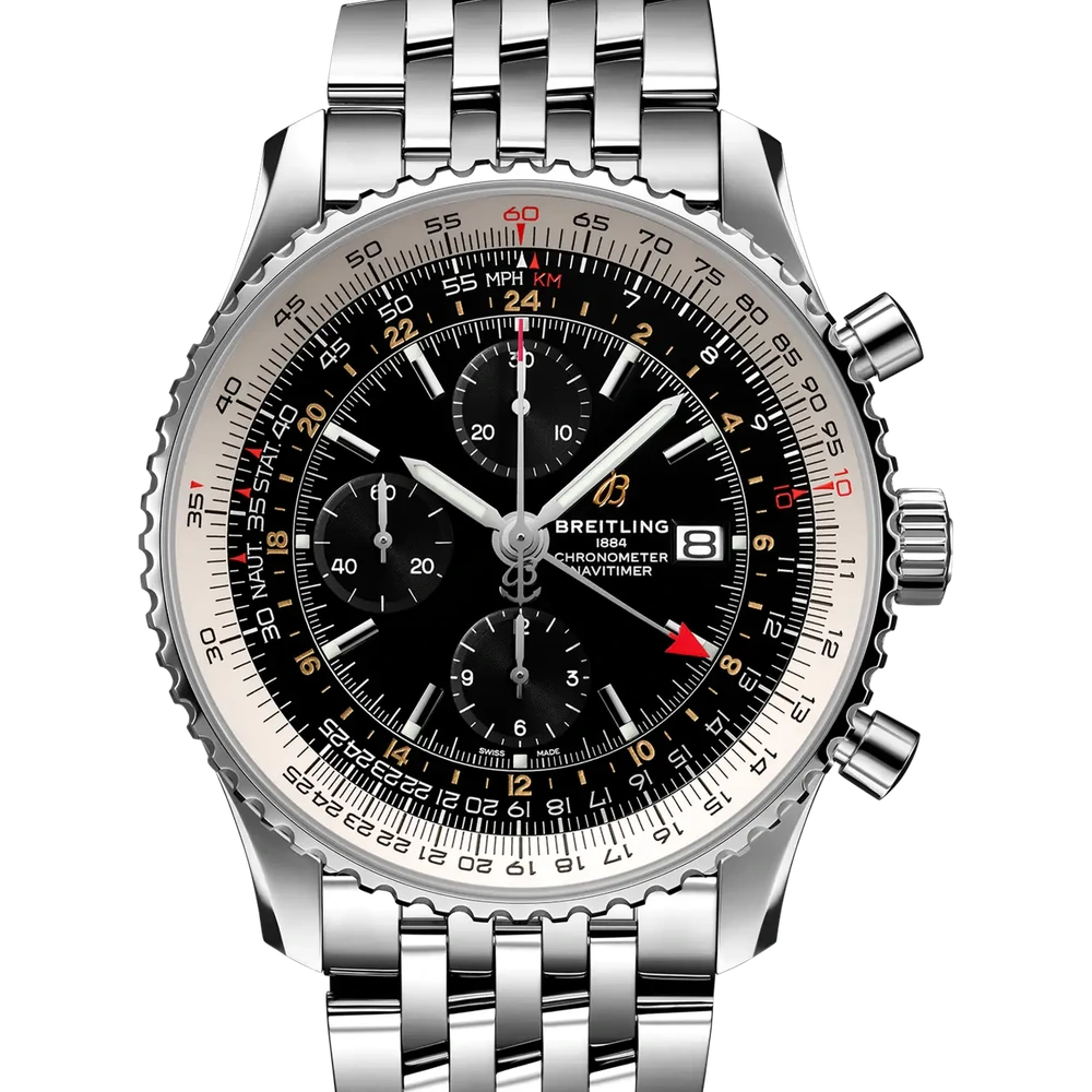 Breitling Navitimer Chronograph GMT 46, 46 mm, stainless steel, black dial
