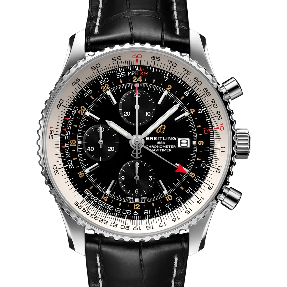 Breitling Navitimer Chronograph GMT 46, 46 mm, stainless steel, black dial