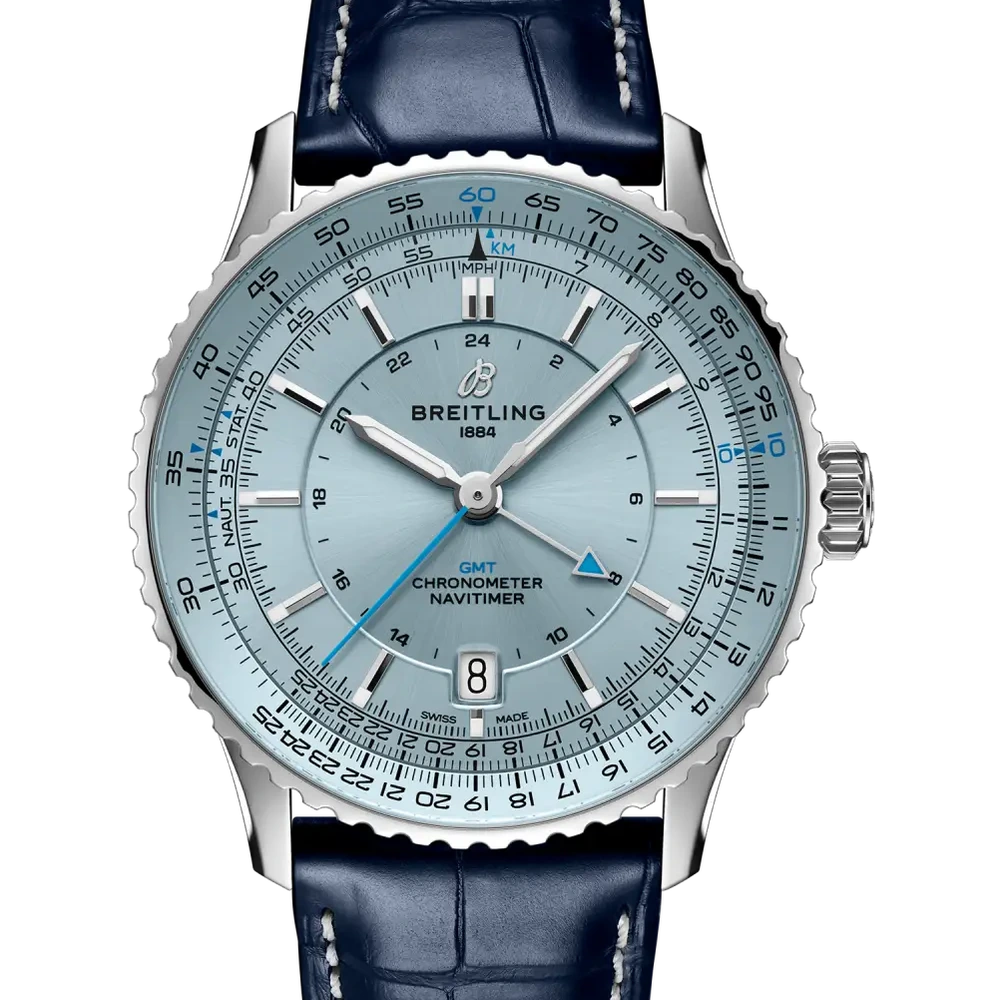 Breitling Navitimer Automatic GMT 41, 41 mm, stainless steel, ice blue dial