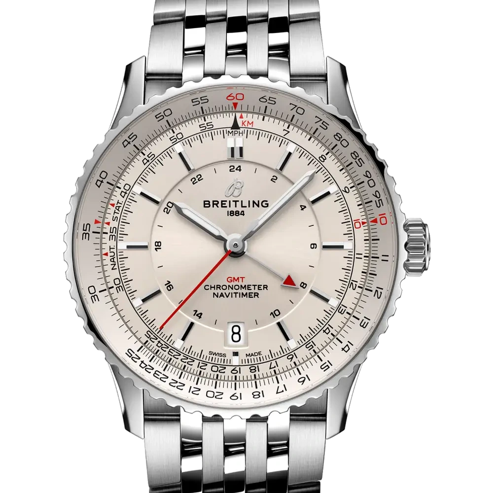 Breitling Navitimer Automatic GMT 41, 41 mm, stainless steel, cream dial