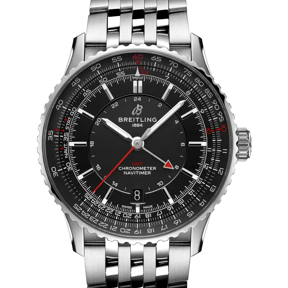 Breitling Navitimer Automatic GMT 41, 41 mm, stainless steel, black dial
