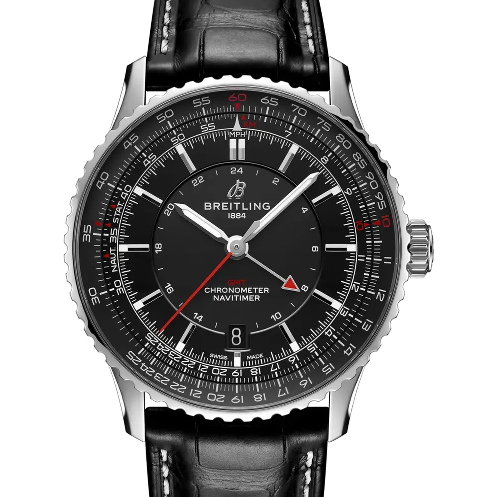 Breitling Navitimer Automatic GMT 41, 41 mm, stainless steel, black dial