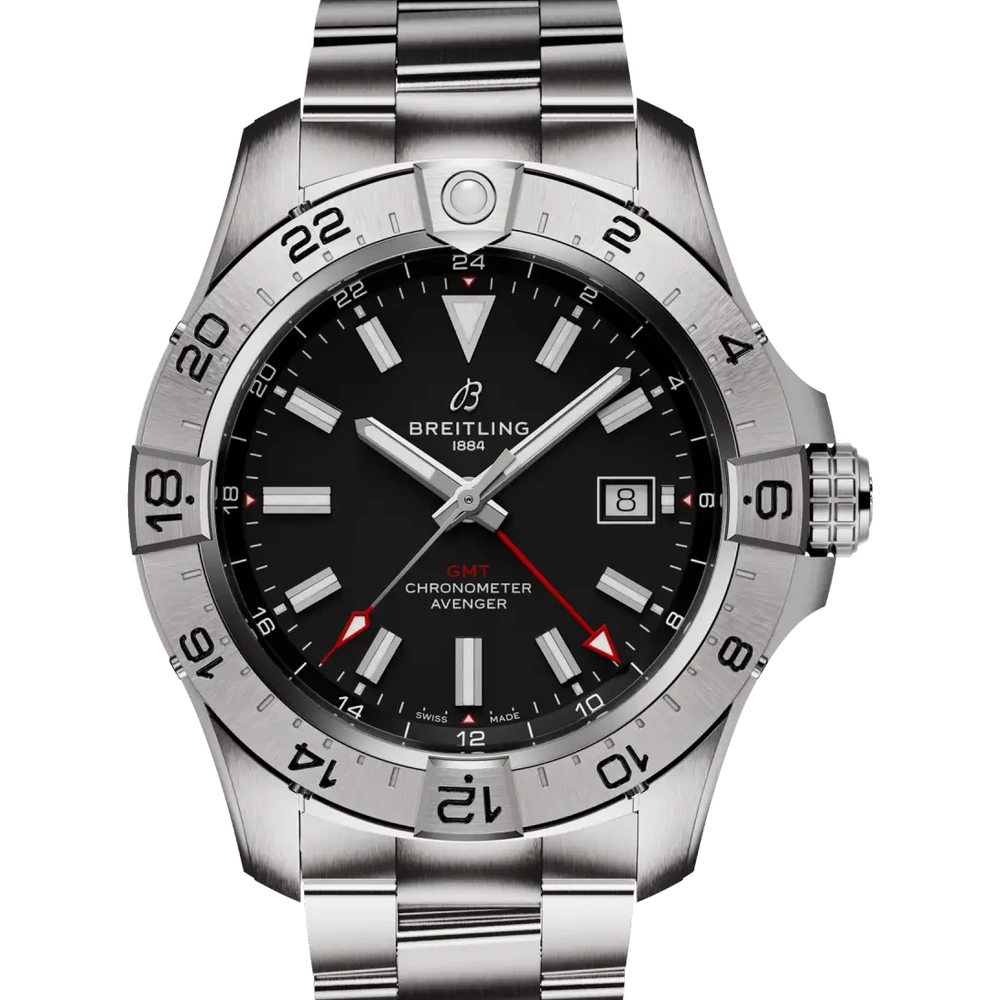 Breitling Avenger Automatic GMT 44, 44 mm, stainless steel, black dial