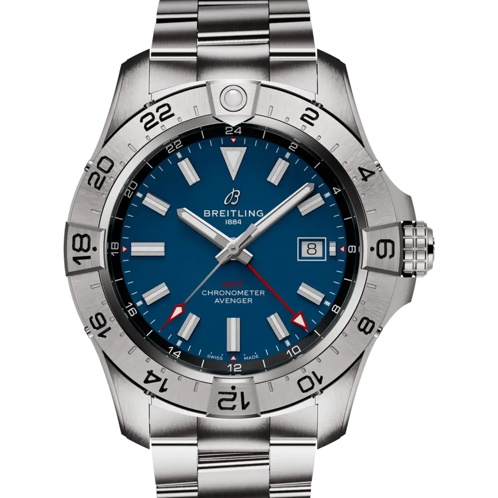 Breitling Avenger Automatic GMT 44, 44 mm, stainless steel, blue dial