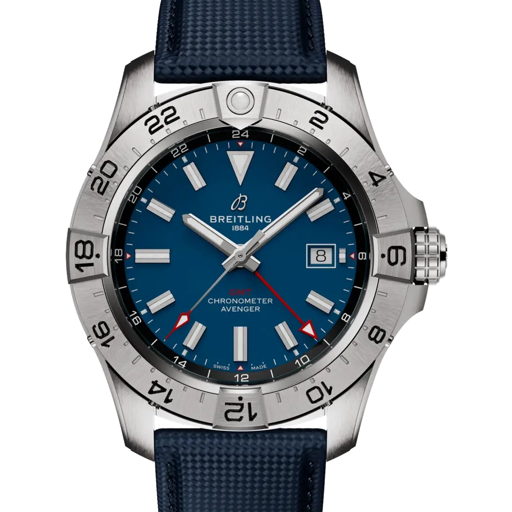 Breitling Avenger Automatic GMT 44, 44 mm, stainless steel, blue dial
